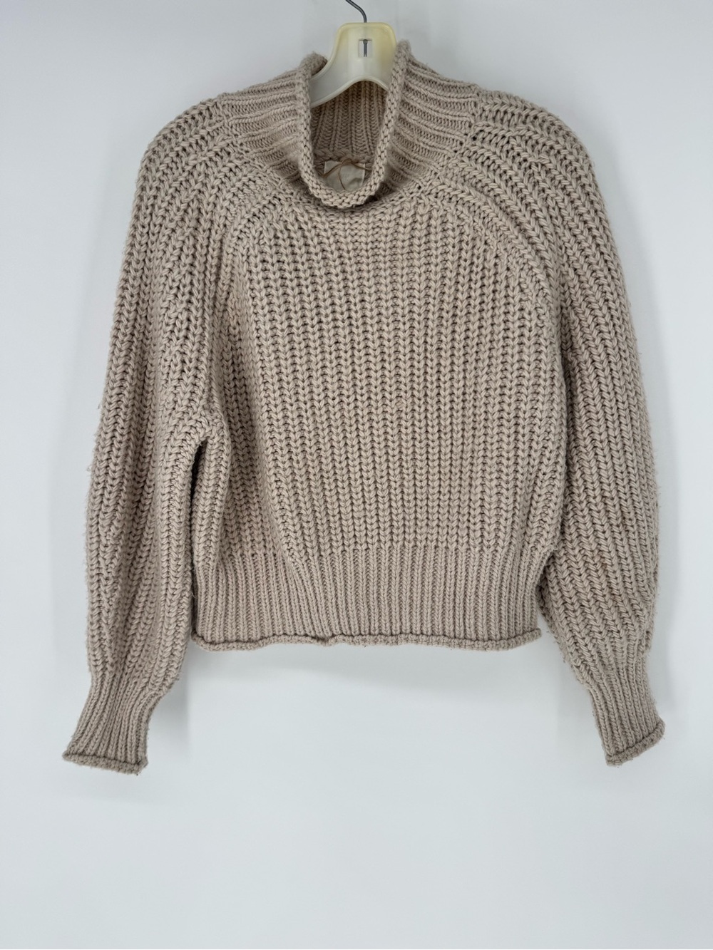 H&M Taupe Ribbed Turtleneck Sweater